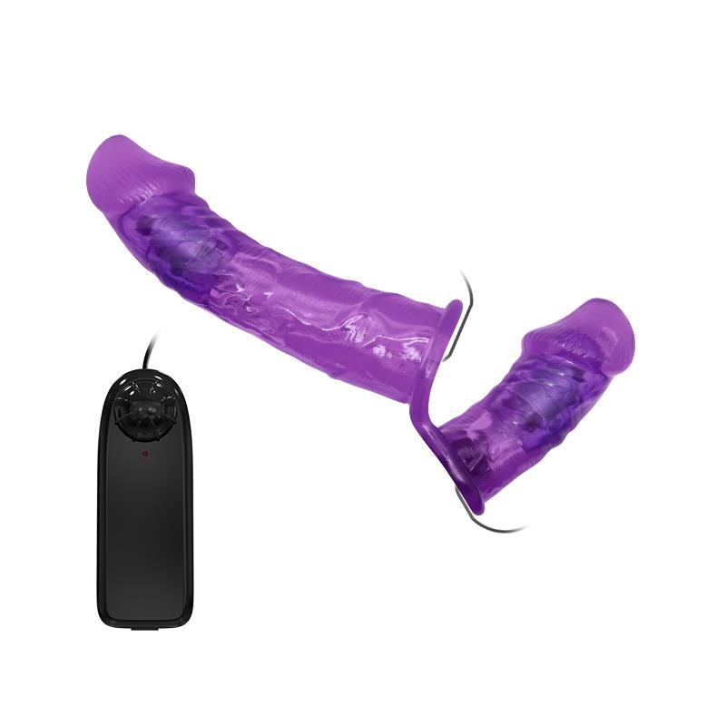 Arnés con Dildo Doble y Vibración Púrpura - Imagen 4