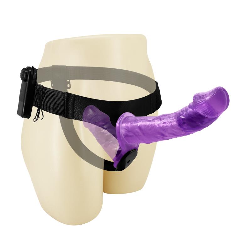 Arnés con Dildo Doble y Vibración Púrpura - Imagen 5