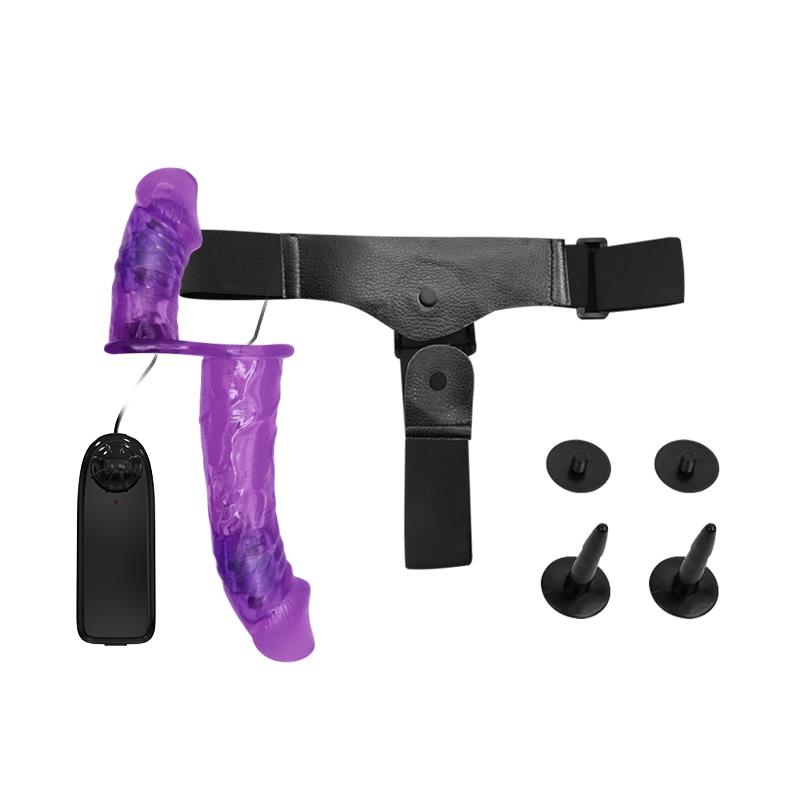 Arnés con Dildo Doble y Vibración Púrpura - Imagen 6