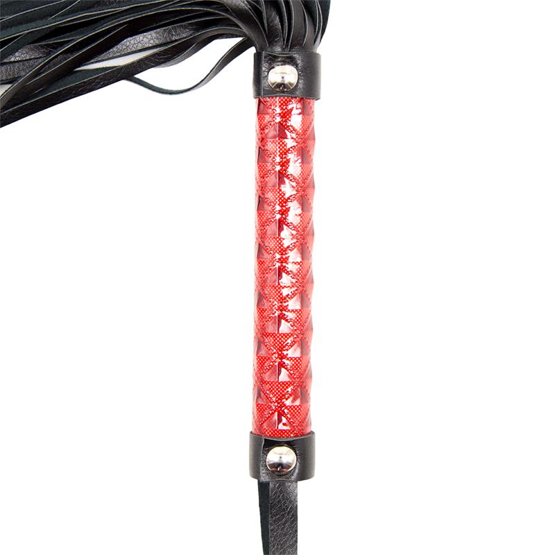 Flogger Patron de Diamante y Mango de Metal 39 cm Rojo - Imagen 4