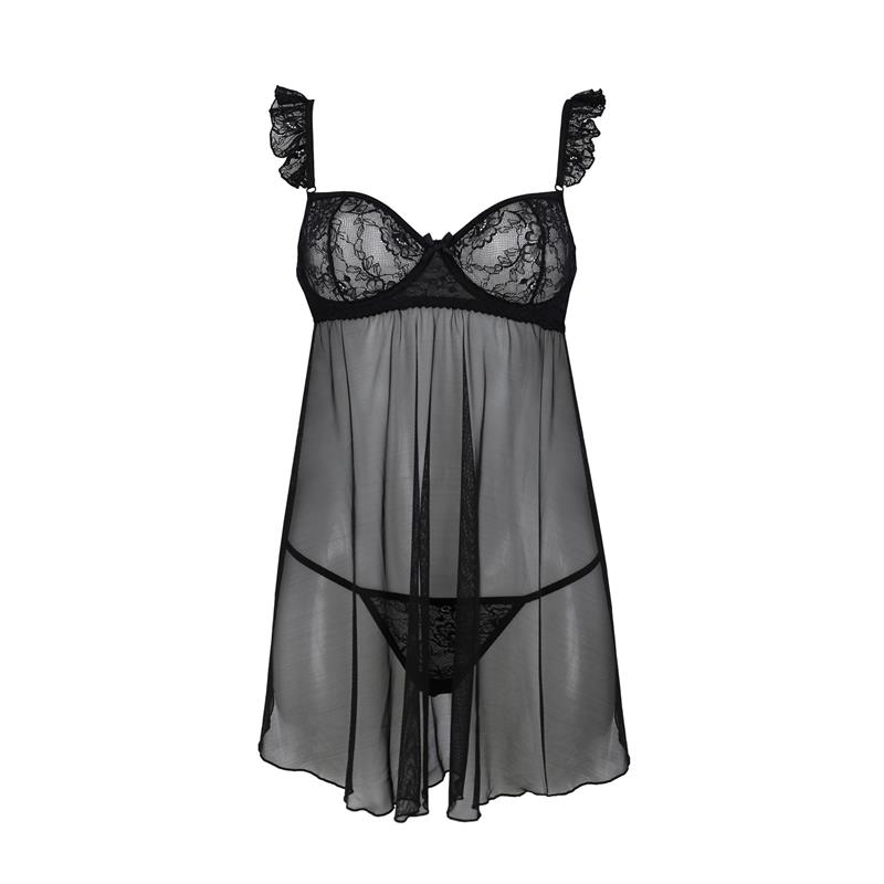 Milagros Chemise y Tanga Negro - Imagen 4