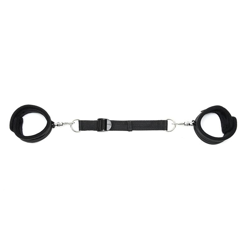 Rimba Bondage Play Esposas para Tobillos Con Correa Elástica Color Negro - Imagen 3