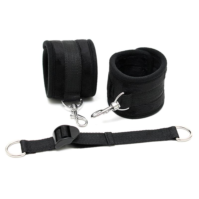 Rimba Bondage Play Esposas para Tobillos Con Correa Elástica Color Negro - Imagen 4