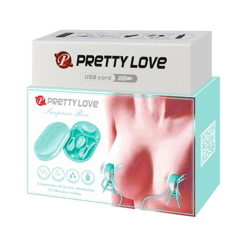 Surprise Box Huevo Vibrador y Pinzas para Pezones con Electro Estimulación Azul - Imagen 12