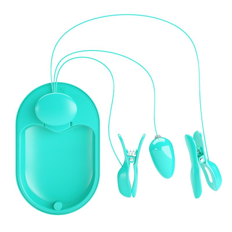 Surprise Box Huevo Vibrador y Pinzas para Pezones con Electro Estimulación Azul - Imagen 5