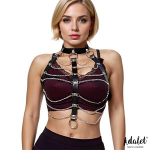 Hilda Arnés de Pecho con Cadenas Cuero Vegano Talla Única