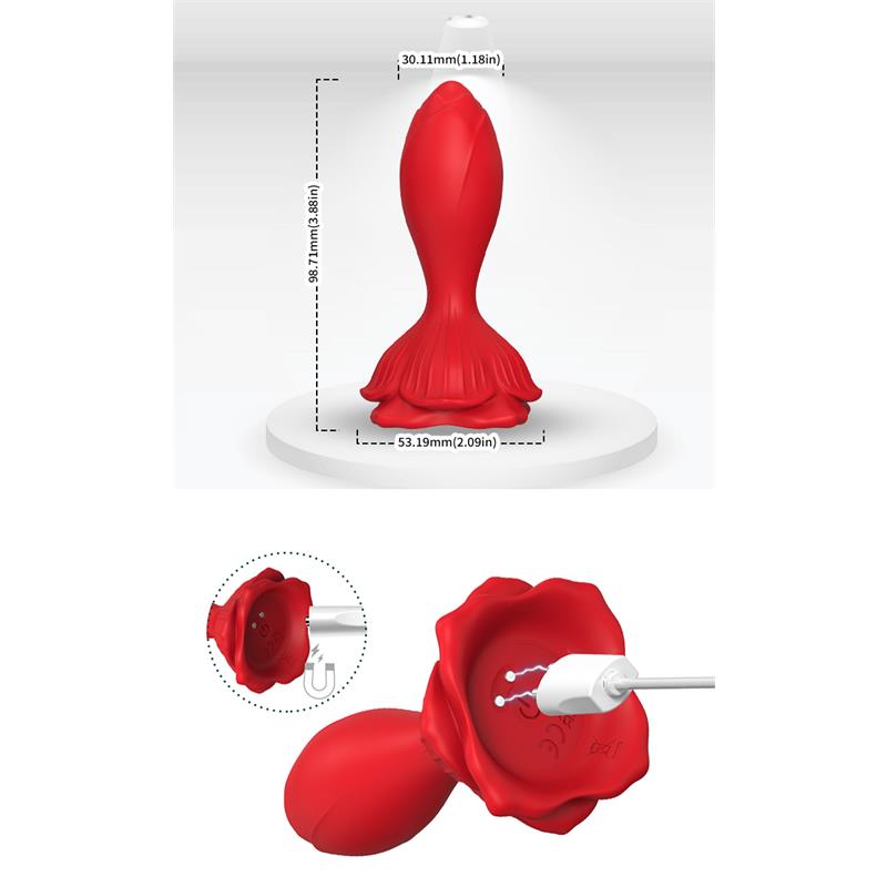 Plug Anal con Vibración Base de Rosa - Imagen 12