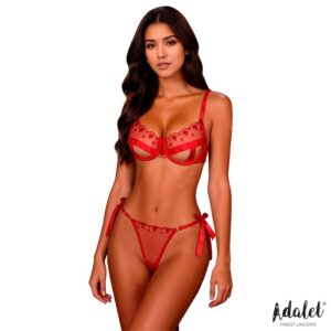 Edwina Set de Tanga y Sujetador Rojo